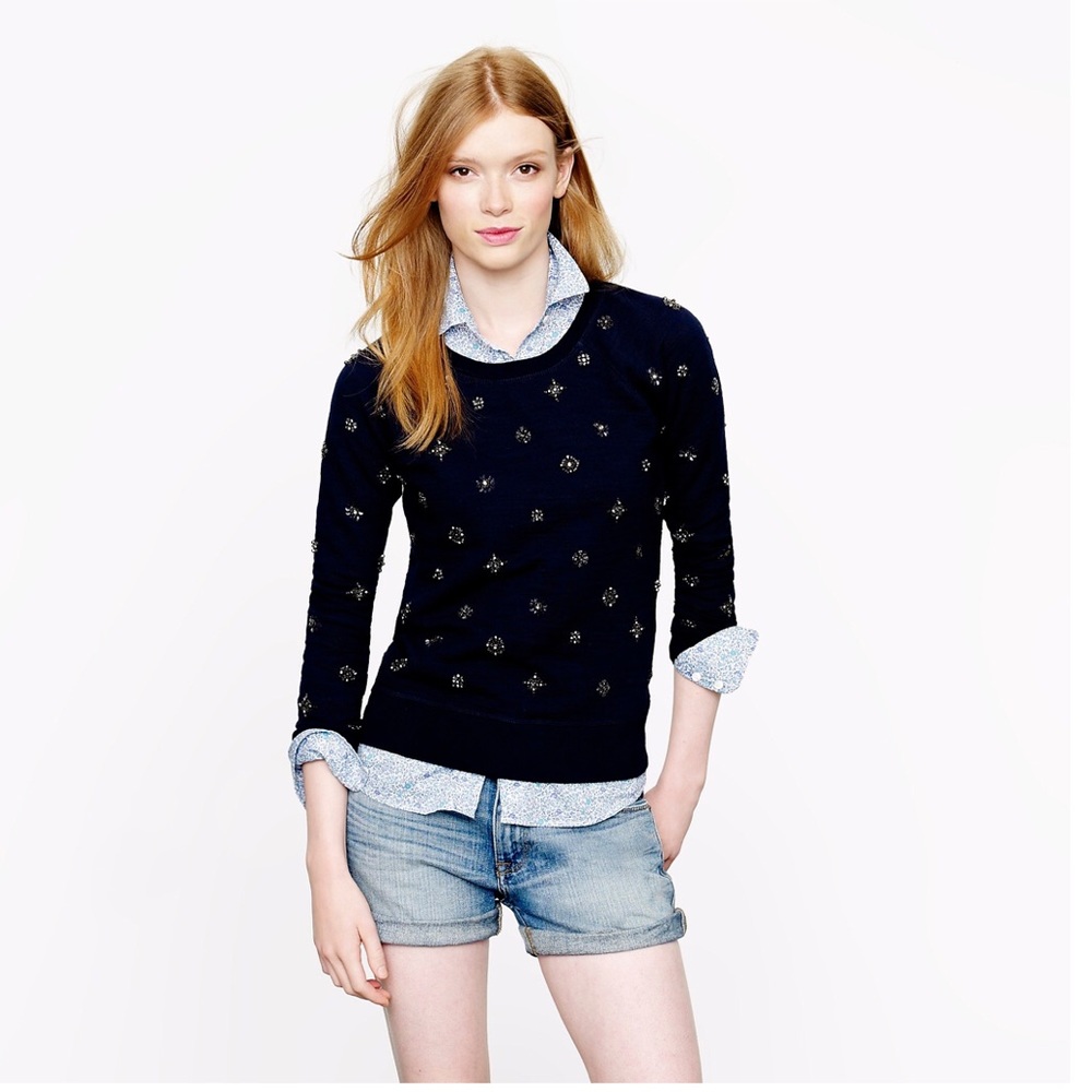 J.Crew Jeweled sweatshirt in Navy